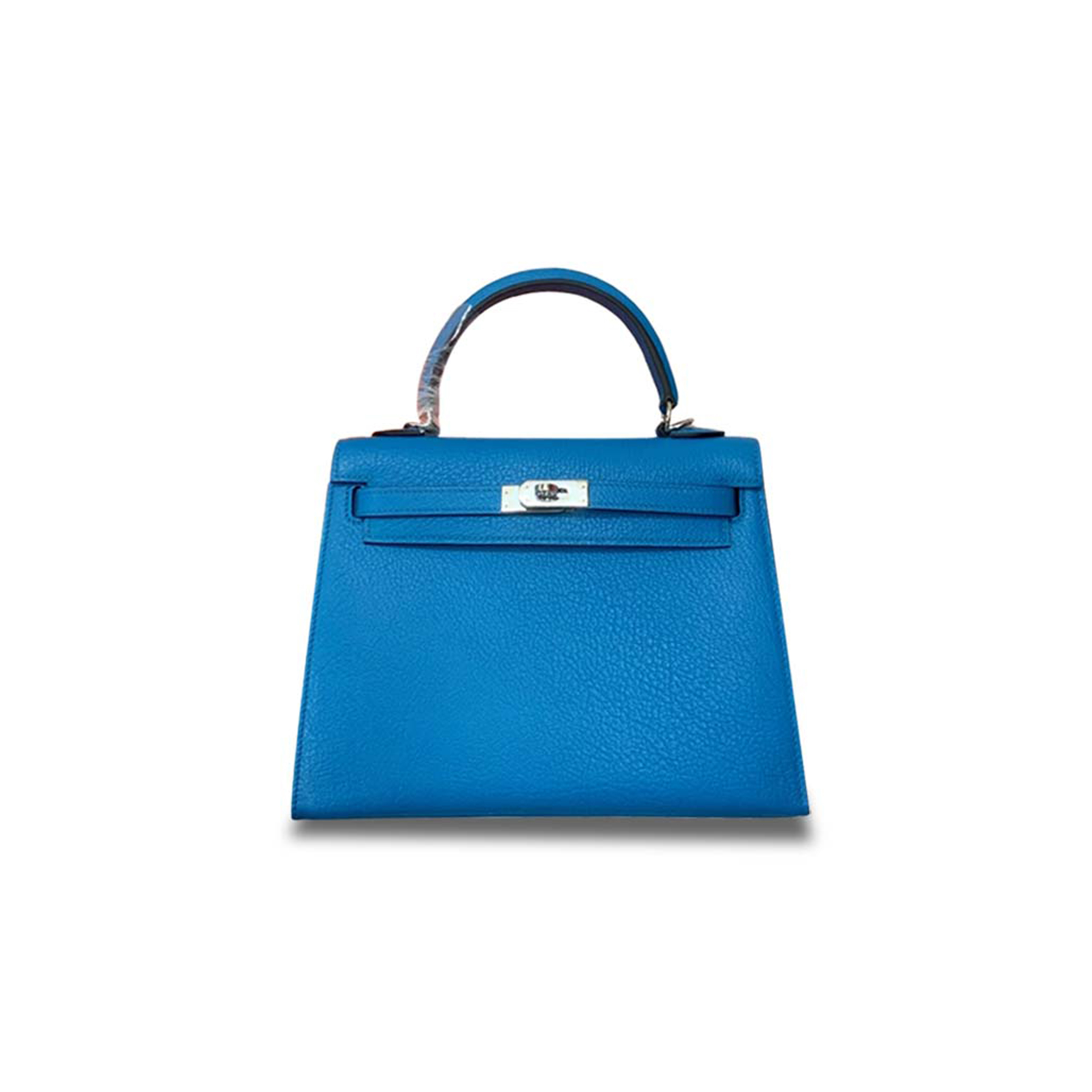 H**mes master kelly 25 goat leather florida blue silver buckle (25*17*7cm)